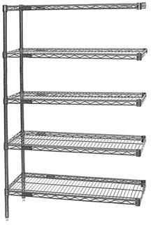 Five-Shelf Add-on Units - Chrome Wire Shelving Rack